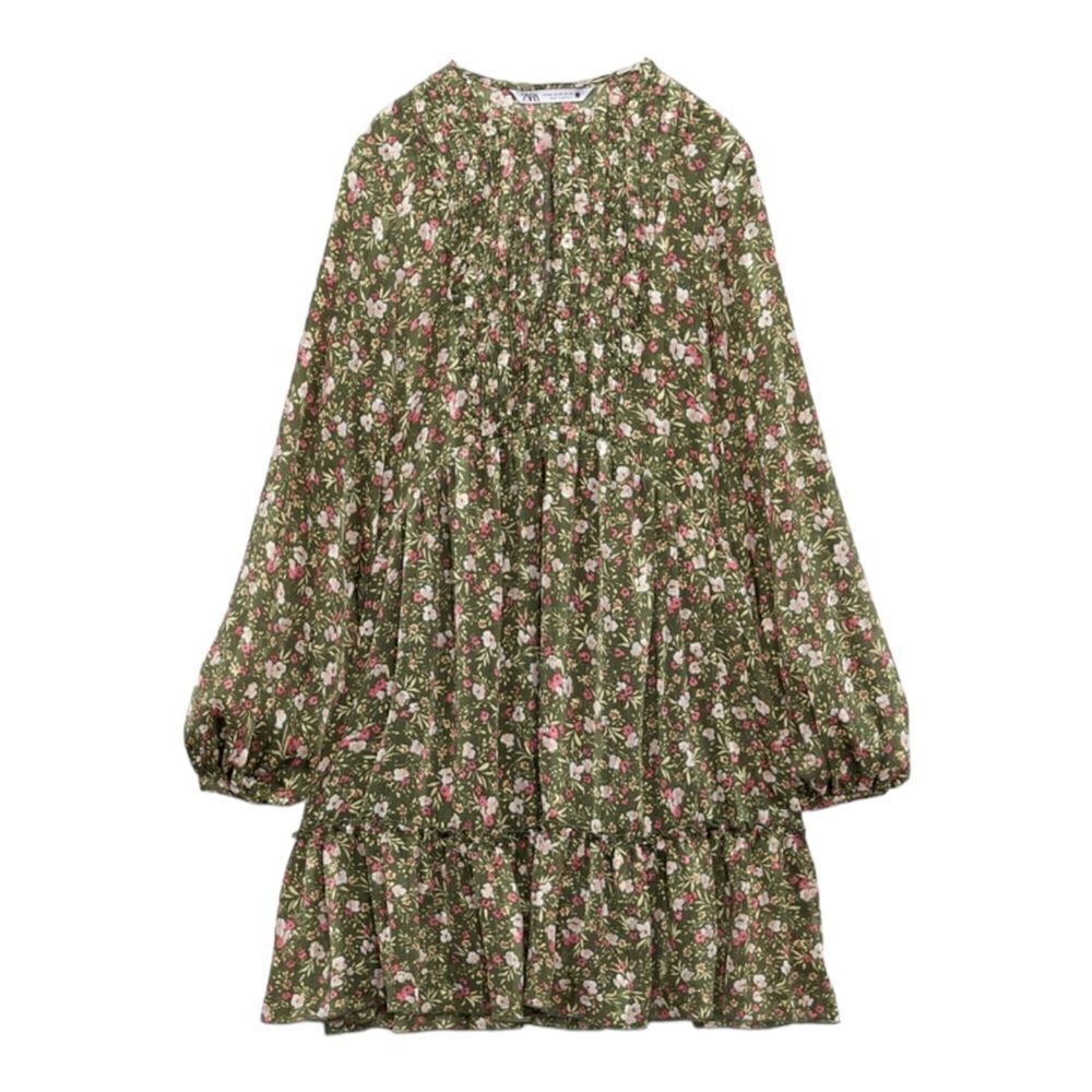 ZARA | Green | FLORAL PRINT DRESS - Picture 2 of 10